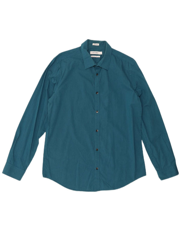 Camisa CALVIN KLEIN Hombre Azul Medio Algodón Rayas