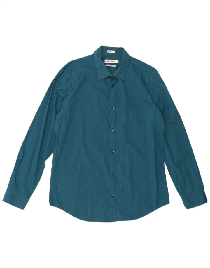 Camisa CALVIN KLEIN Hombre Azul Medio Algodón Rayas