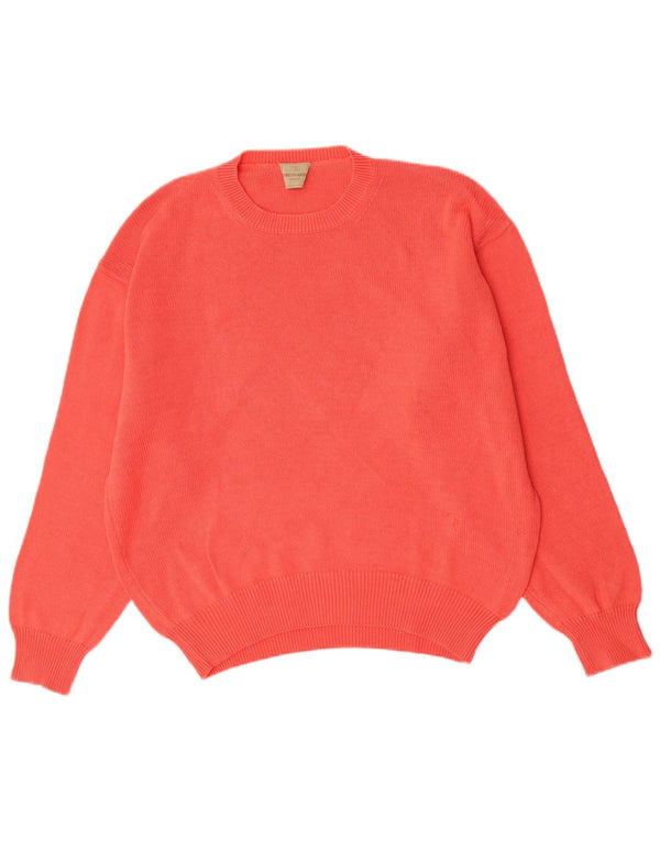 Trussardi Jersey extragrande con cuello redondo para mujer, talla 40, talla pequeña, algodón rosa