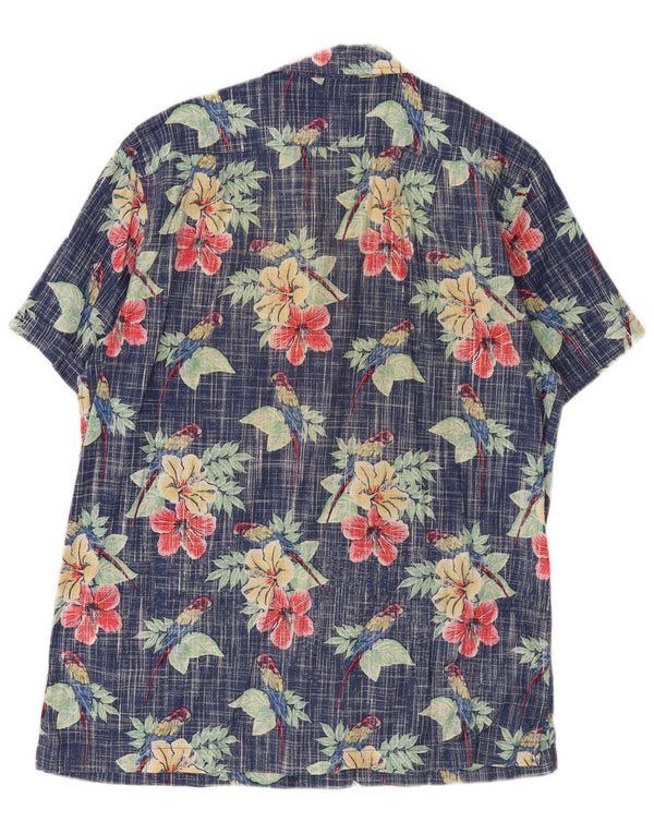 Izod Camisa de manga corta de agua salada para hombre Algodón floral azul grande