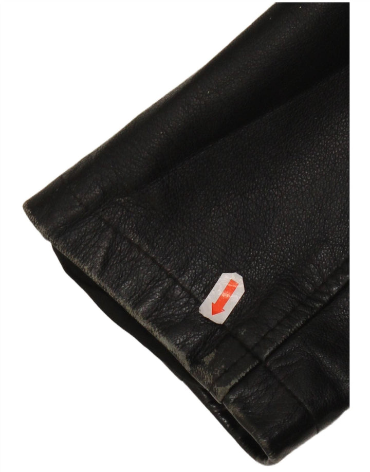 Chaqueta de cuero vintage para hombre IT 50 XL cuero negro