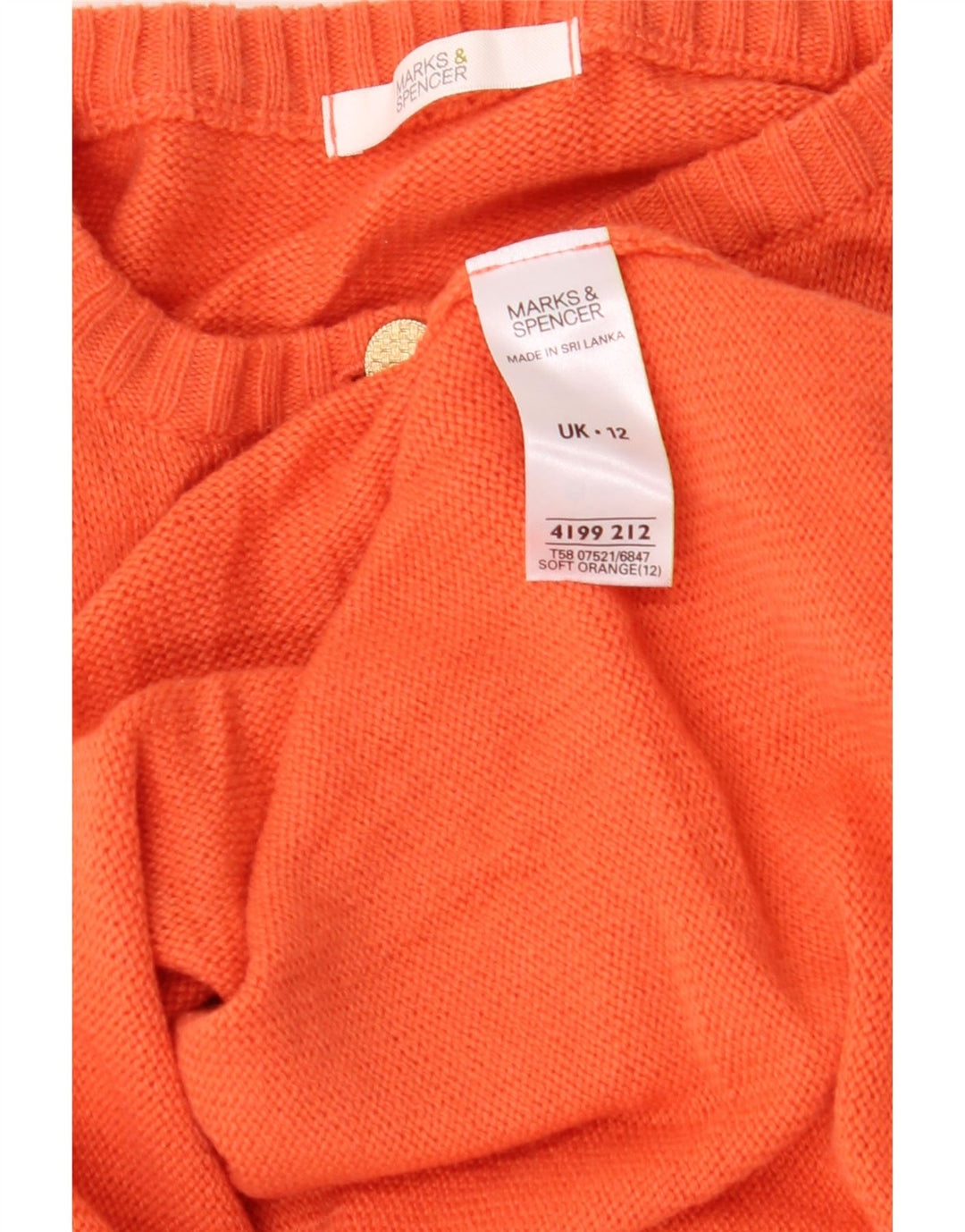 MARKS & SPENCER Suéter tipo cárdigan para mujer Reino Unido 12 Acrílico naranja mediano