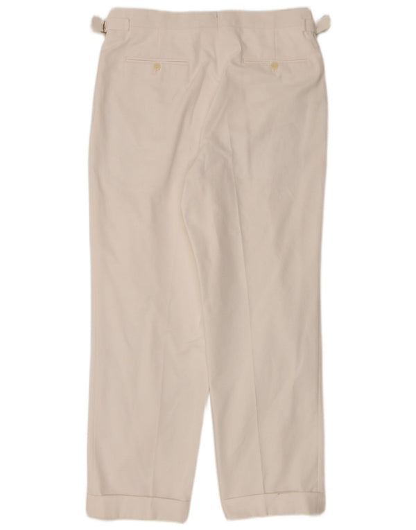 Vintage hombres pegged traje pantalones W34 L29 algodón blanco