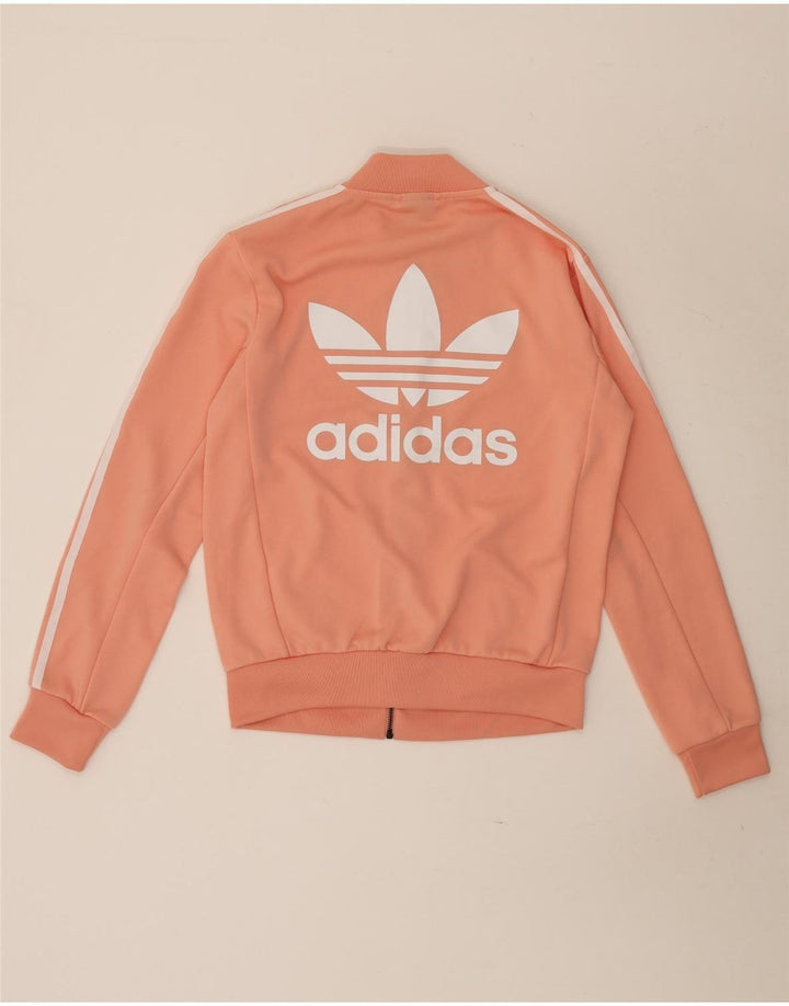 Adidas - Chaqueta de chándal gráfica para mujer, talla 8, poliéster rosa pequeño