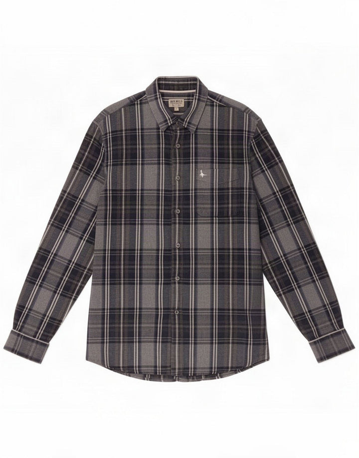 Camisa de franela para hombre Jack Wills Algodón a cuadros gris grande