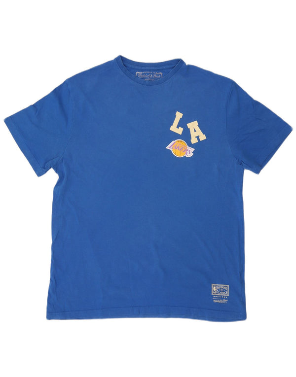 MITCHELL & NESS Camiseta gráfica de Los Angeles Lakers para hombre Top XL Algodón azul