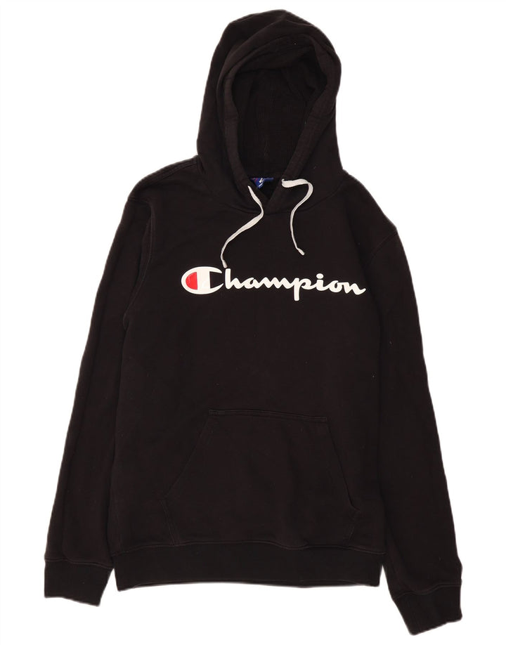 Champion Sudadera Con Capucha Gráfica Para Hombre Jersey De Algodón Negro Mediano