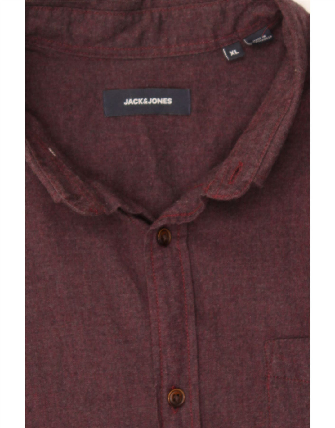 JACK & JONES Mens Shirt XL Burgundy Cotton Vintage Jack & Jones and Second-Hand Jack & Jones from Messina Hembry 