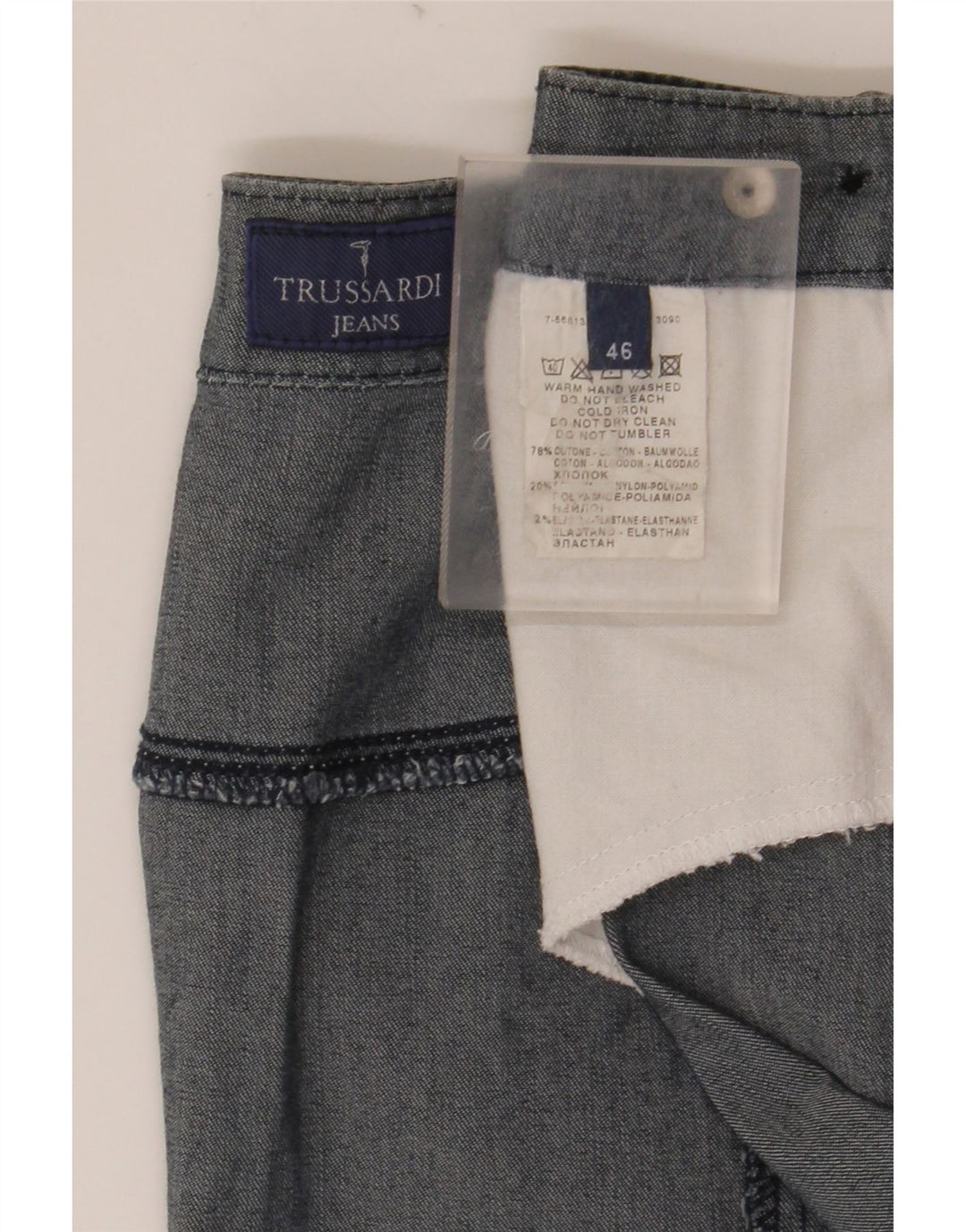 TRUSSARDI Falda vaquera para mujer IT 46 Large W32 Algodón azul marino