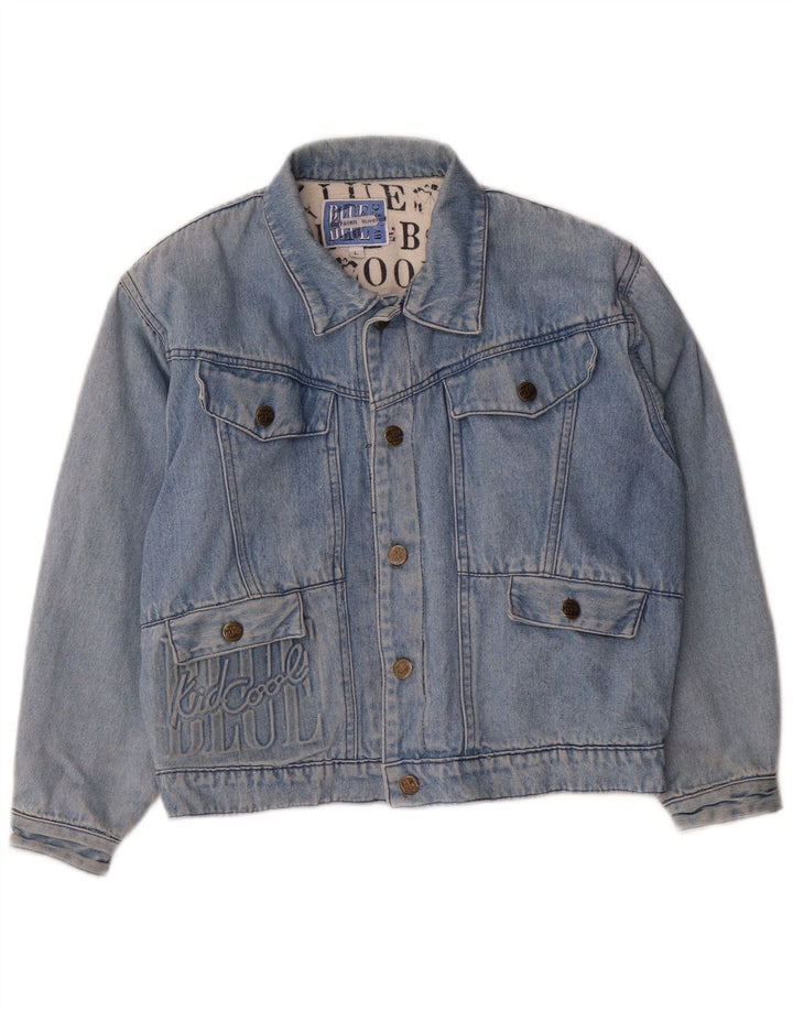 Vintage Boys Graphic Denim Chaqueta 11-12 Años Grande Algodón Azul