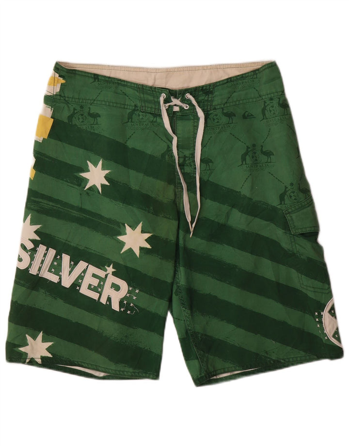 Quiksilver Shorts De Baño Gráficos Para Hombre Poliéster A Rayas Verde Medio