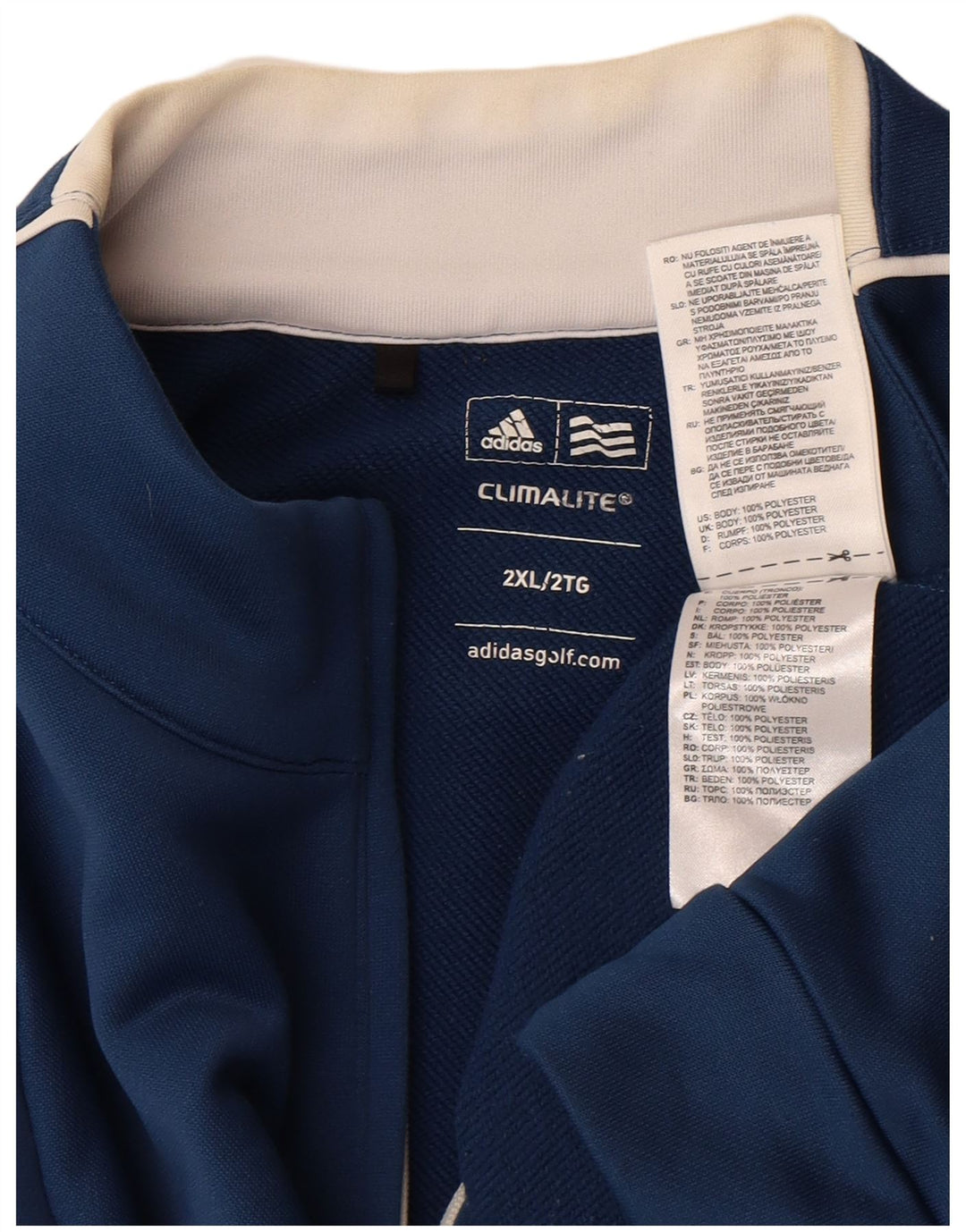 Adidas Climalite - Chándal con cremallera y cuello para hombre, talla 2XL, poliéster azul
