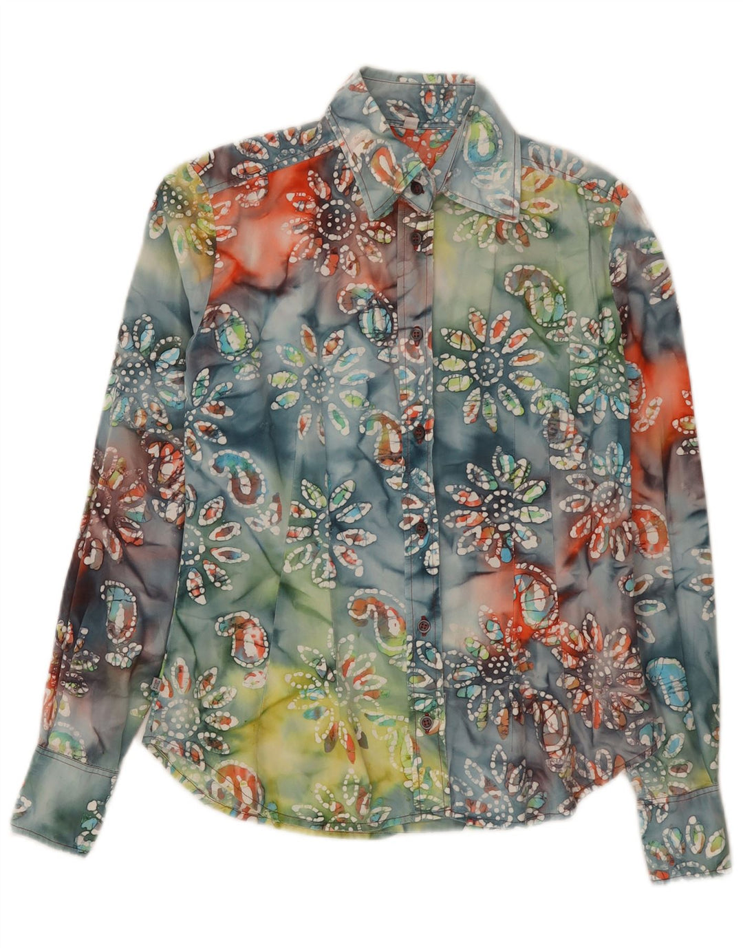 Think Pink Camisa para mujer UK 10 Small Multicolor Floral Cotton