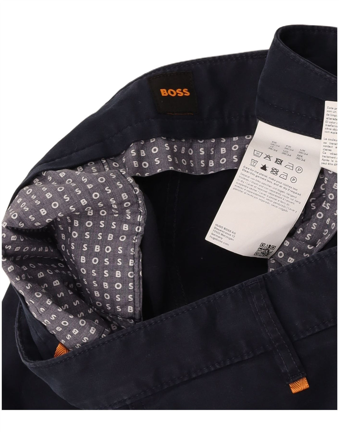 HUGO BOSS Pantalón chino slim para hombre W36 L31 Algodón azul marino