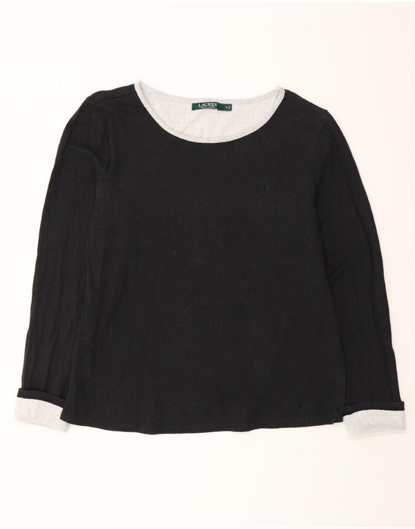 Ralph Lauren Top para mujer de manga larga UK 44 Algodón color block mediano negro