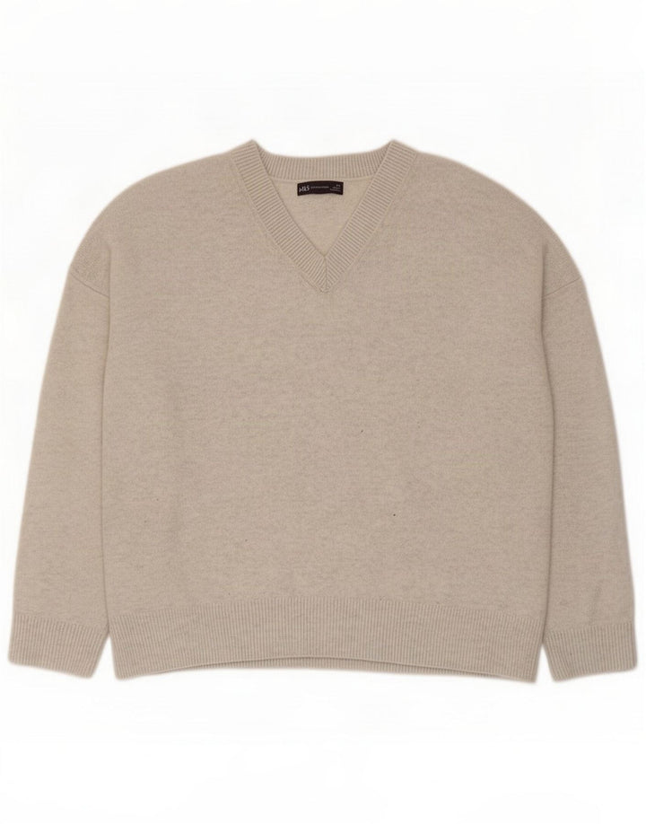 Marks & Spencer Suéter con cuello en V para hombre XL Poliéster gris