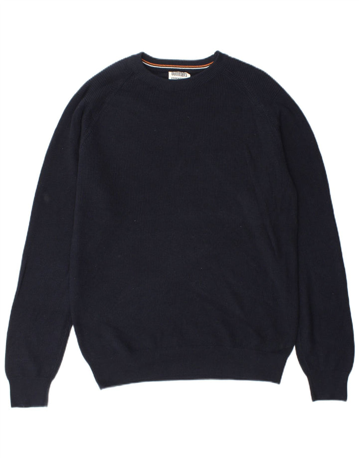 Essentials - Jersey de cuello redondo para hombre, talla grande, algodón azul marino