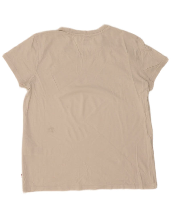 Levi's Camiseta gráfica para mujer Top UK 44 Algodón blanco mediano