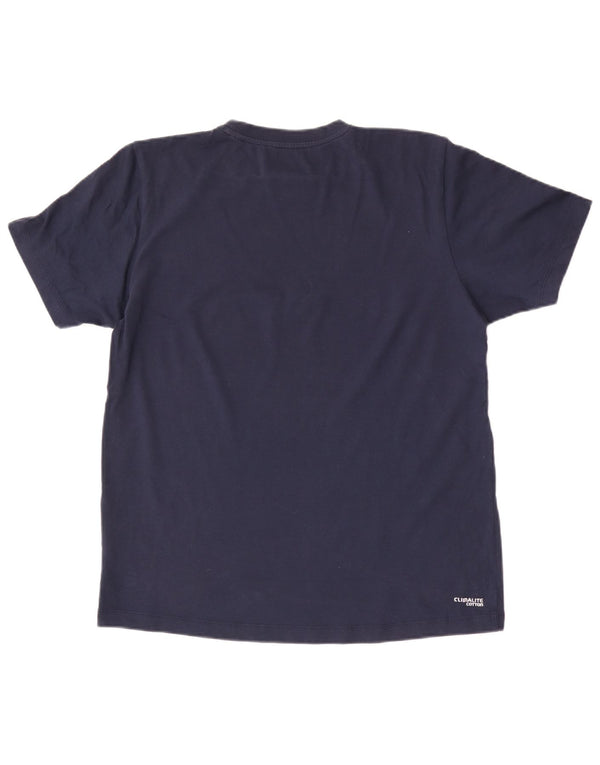 Adidas Hombre Camiseta Gráfica Top Medio Azul Marino Algodón