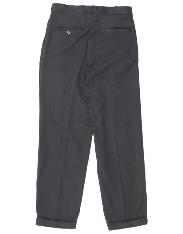 Farah Pantalón de traje con pinzas para hombre W30 L28 Poliéster azul marino