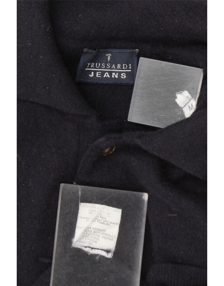 Jersey Hombre Trussardi Jeans Polo Cuello Lana Medio Azul Marino