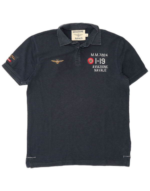 Aviazione Navale Polo gráfico para hombre XL Algodón azul marino