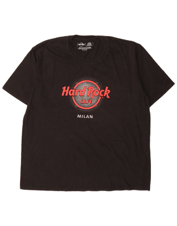 Hard Rock Cafe Camiseta estampada Milan para hombre Top 2XL Algodón negro