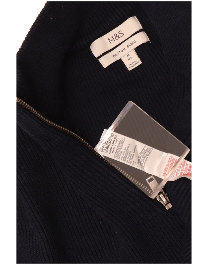 Marks & Spencer Jersey con cuello y cremallera para mujer, talla 44, talla mediana, azul marino