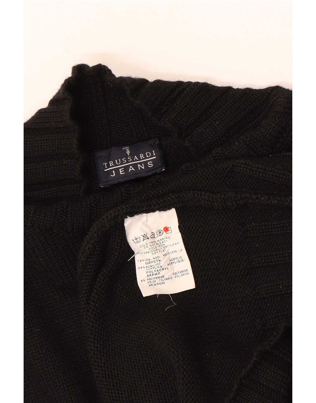 Jersey Hombre Trussardi Jeans Cuello Alto Lana Negro Grande