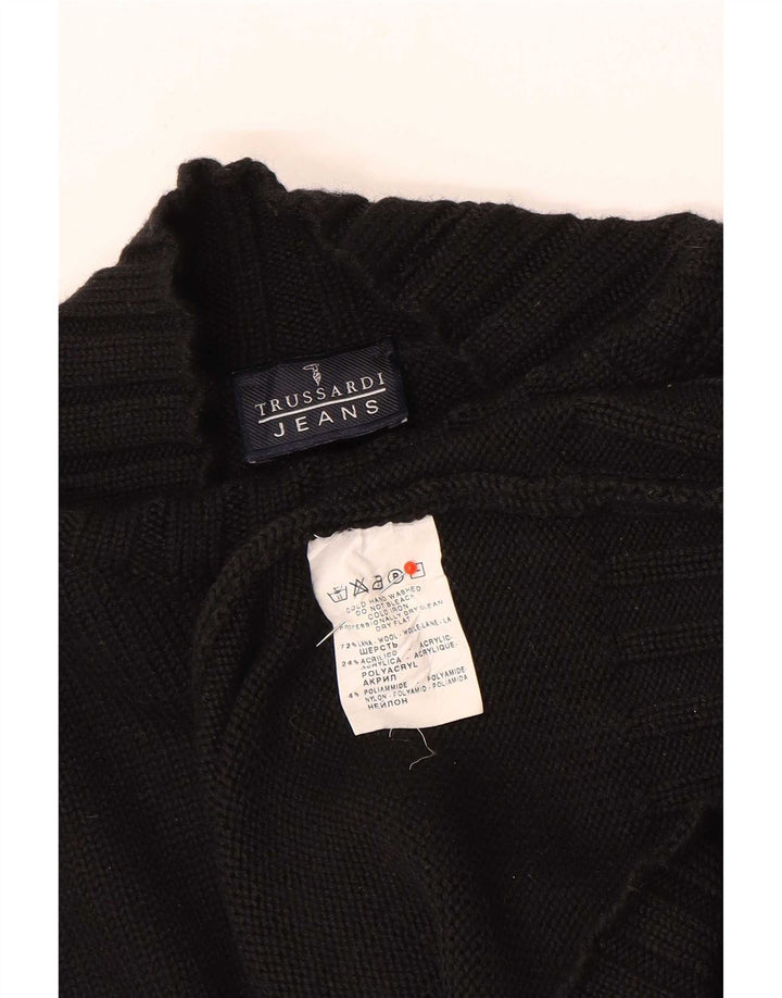 Jersey Hombre Trussardi Jeans Cuello Alto Lana Negro Grande