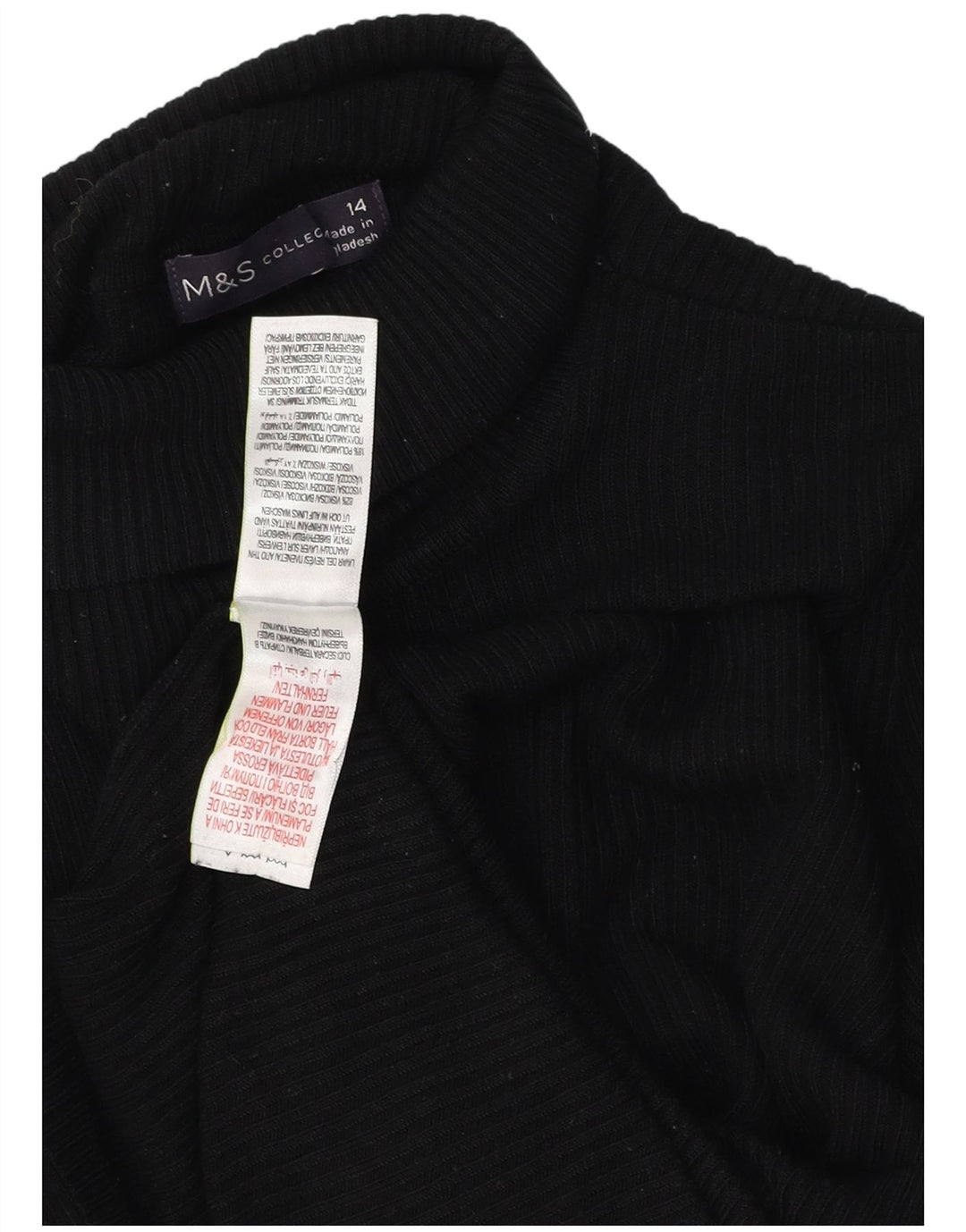 Marks & Spencer Suéter tipo jersey con cuello vuelto para mujer UK 44 Viscosa negra mediana
