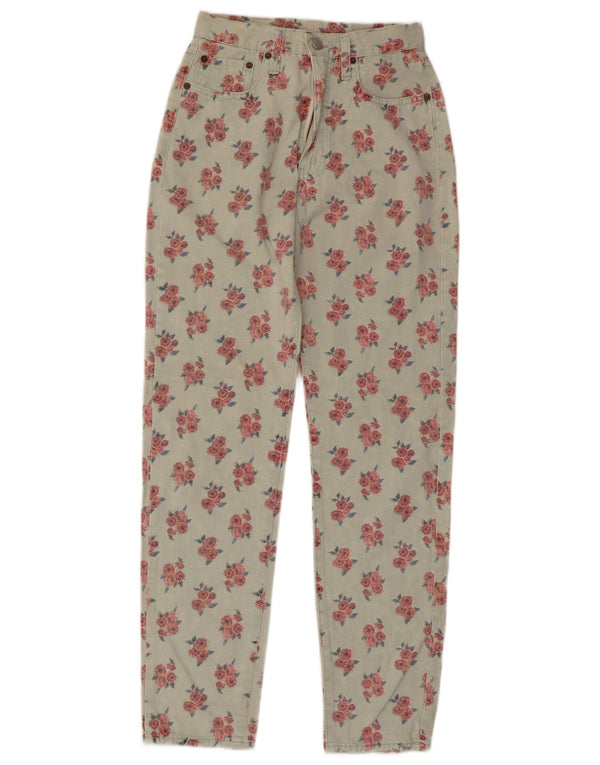 Replay Mujer 401 Pantalones Casuales Cónicos De Cintura Alta W28 L29 Caqui Floral