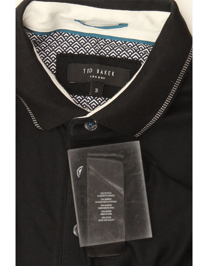 Ted Baker Polo para hombre talla 3 mediano algodón negro