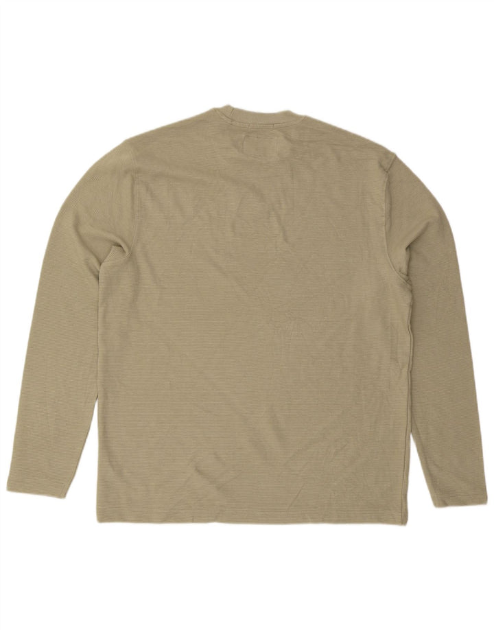JACK WILLS Camiseta de corte relajado para hombre de manga larga de algodón verde medio