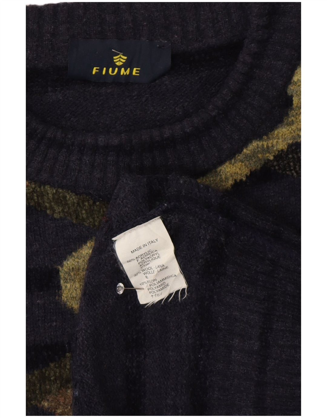 Fiume Jersey para Hombre con Estampado Abstracto y Cuello Redondo XL Azul Marino a Rayas