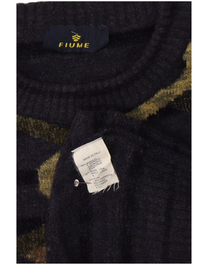 Fiume Jersey para Hombre con Estampado Abstracto y Cuello Redondo XL Azul Marino a Rayas