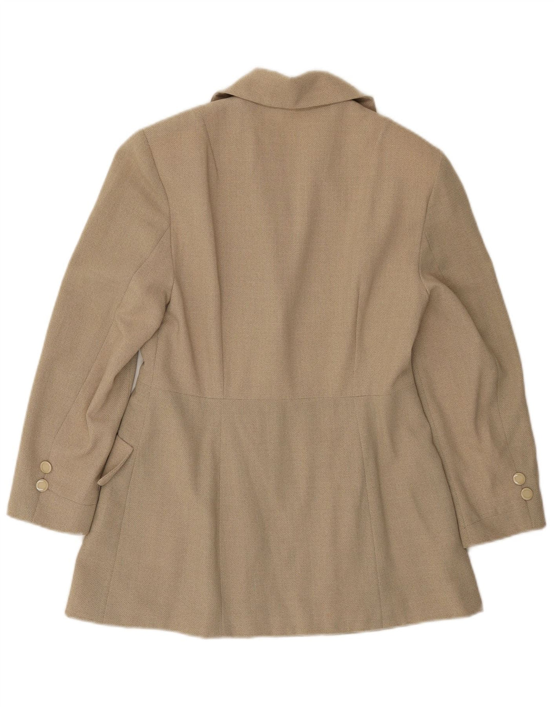 Vintage mujer 3 botón 3/4 manga Blazer chaqueta Reino Unido 12 beige medio