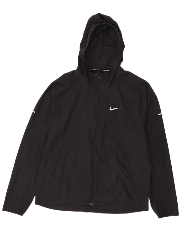 NIKE Chaqueta impermeable con capucha para hombre UK 38 Medium Negro Poliéster