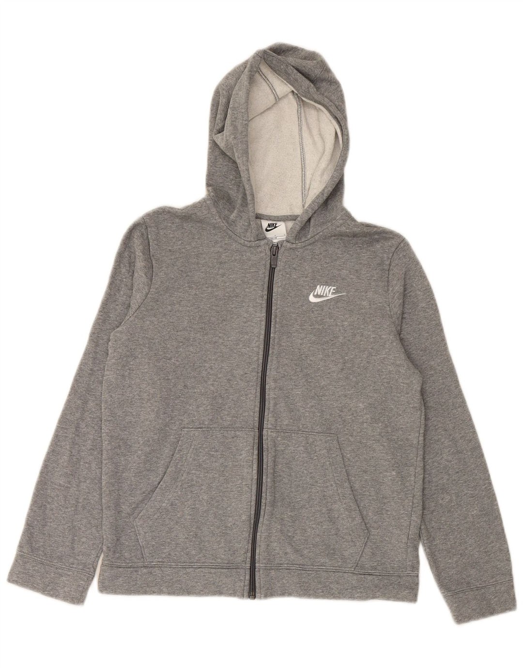 NIKE Sudadera con capucha y cremallera para niños 12-13 años Grande Gris Algodón