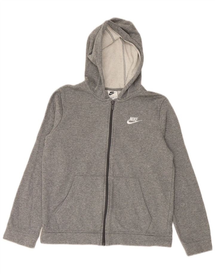 NIKE Sudadera con capucha y cremallera para niños 12-13 años Grande Gris Algodón
