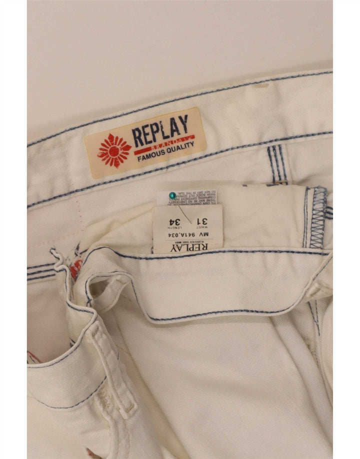 Replay Vaqueros rectos para hombre W31 L34 Algodón blanco