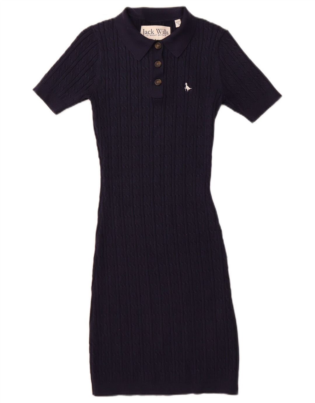 JACK WILLS Vestido tipo jersey de manga corta con cuello polo para mujer UK 6 XS Azul marino