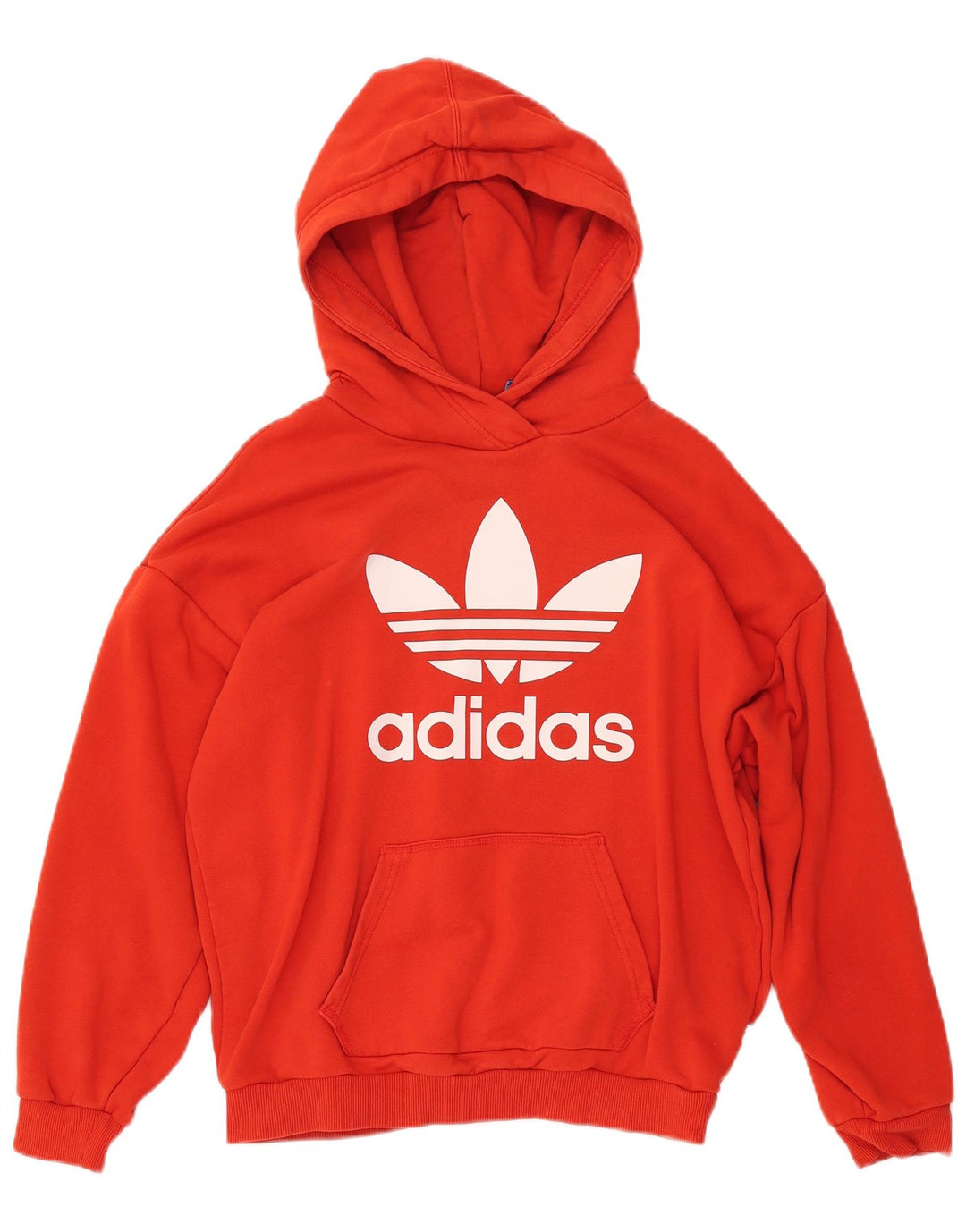 ADIDAS Sudadera con capucha gráfica de gran tamaño para mujer Reino Unido 10 Pequeño Algodón naranja