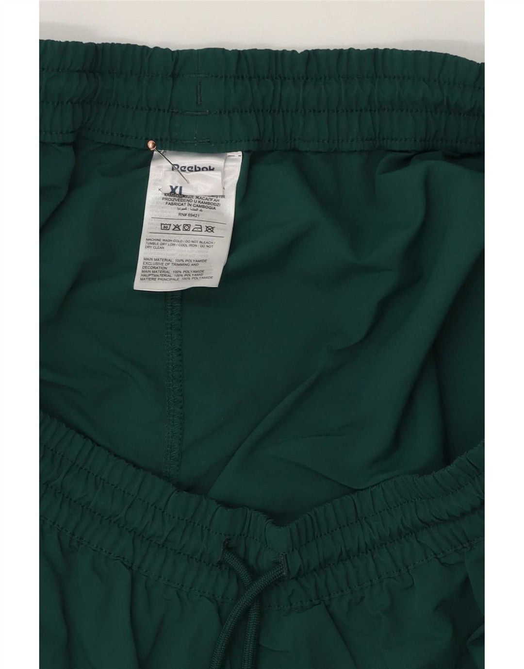 Reebok Pantalones cortos deportivos para hombre XL Verde Colorblock Poliéster