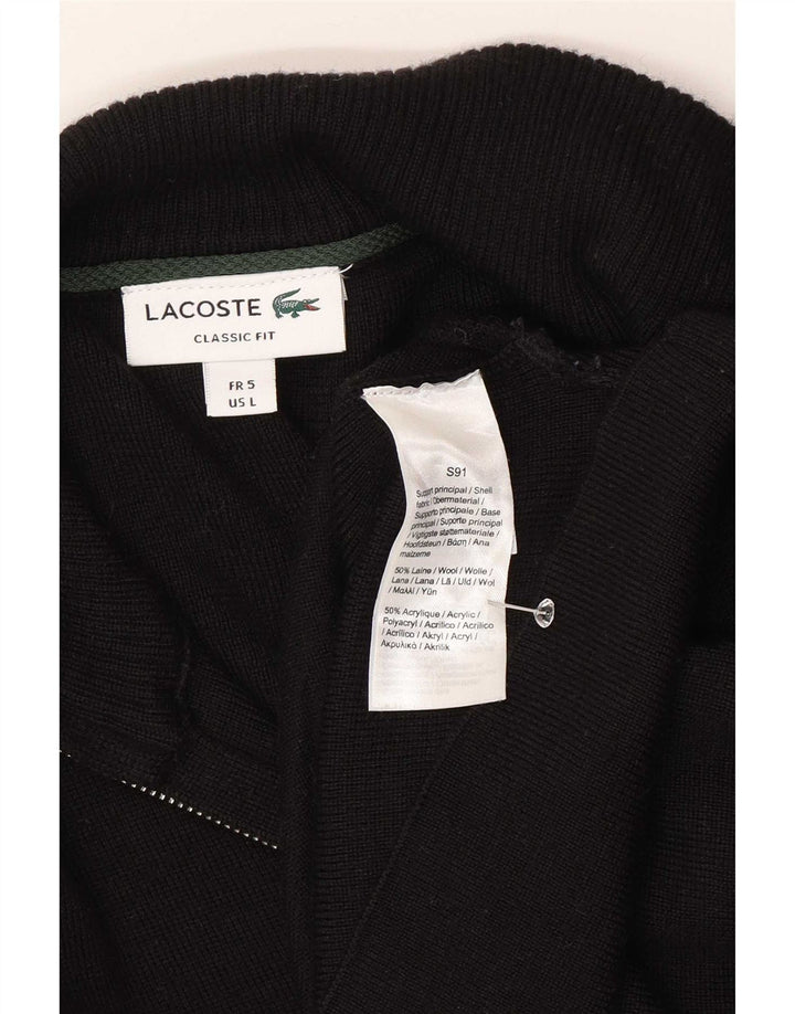 Lacoste - Cárdigan de ajuste clásico para hombre, talla 5, lana negra grande