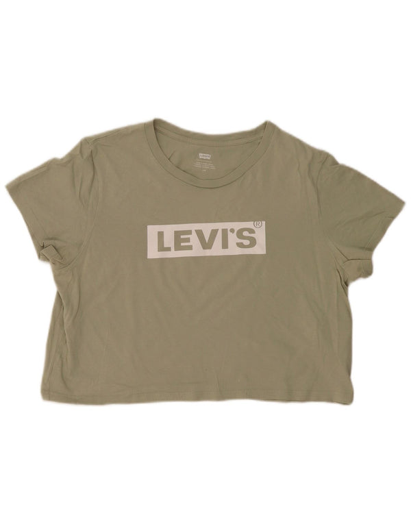 Levi's Camiseta corta gráfica para mujer UK 46 Large Algodón caqui