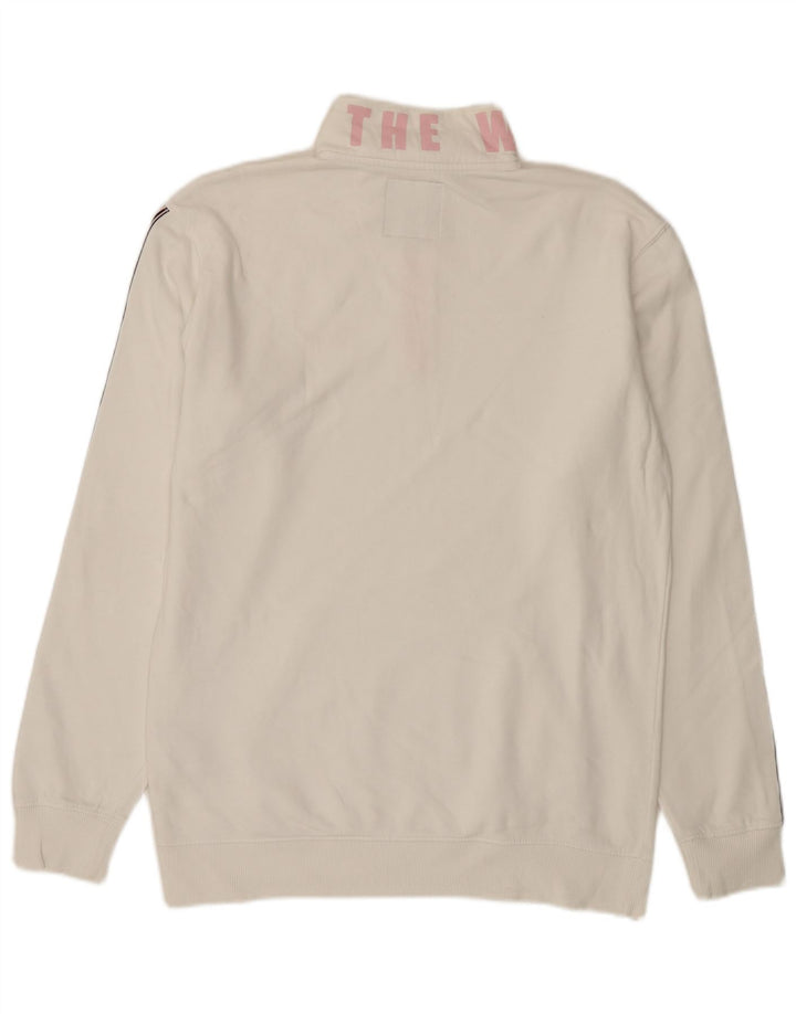 VANS Hombre Graphic Zip Neck Sudadera Jumper Medium White Cotton