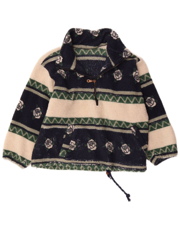 Vintage mujer zip cuello polar jersey Reino Unido 18 XL multicolor floral