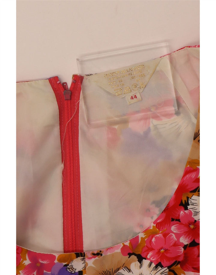 VINTAGE Mujer Sin Mangas Una Línea Vestido IT 44 Medio Multicolor Floral