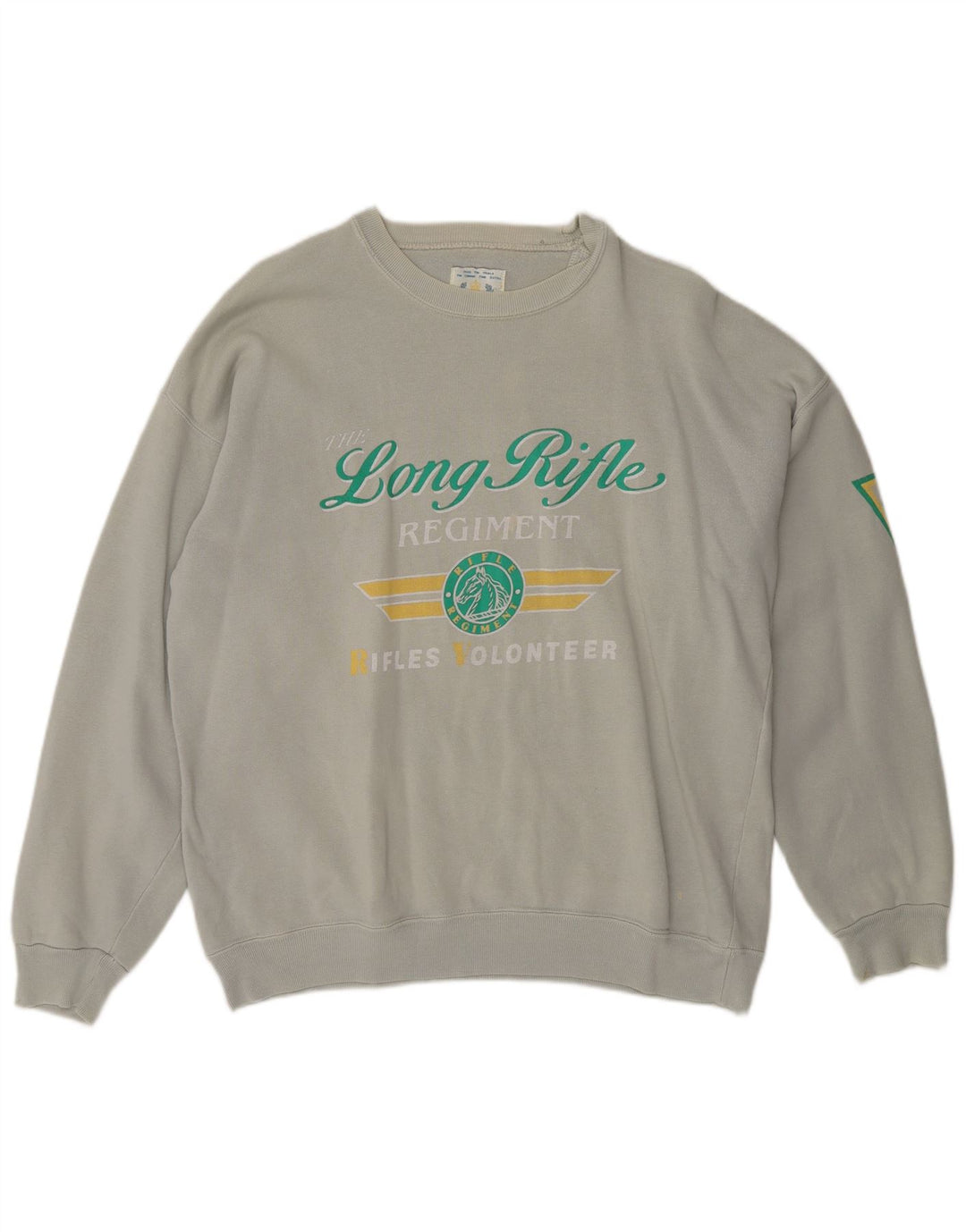 RIFLE Sudadera gráfica para hombre Jumper Large Gris Algodón